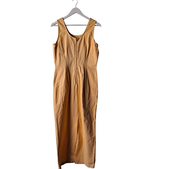 Lew Magram Dress Cotton Sleeveless Scoop Neck Maxi Sheath Yellow Womens Size 10 - Picture 2 of 10